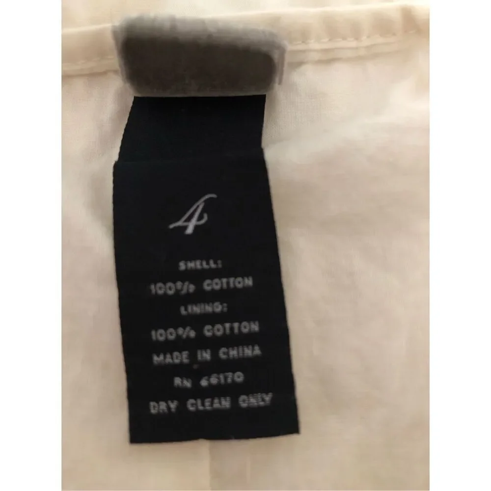 Lithe Cotton A-Line Skirt Size 4 Ivory Multicolor Ribbon Detail